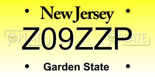 Z09ZZP New Jersey License Plate