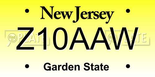 Z10AAW New Jersey License Plate