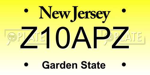 Z10APZ New Jersey License Plate