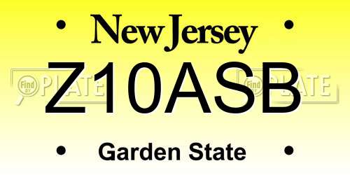Z10ASB New Jersey License Plate