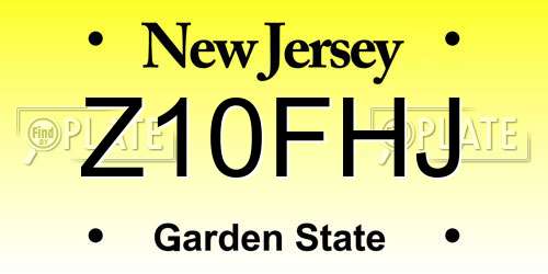 Z10FHJ New Jersey License Plate