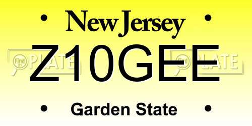 Z10GEE New Jersey License Plate