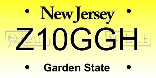 Z10GGH New Jersey License Plate