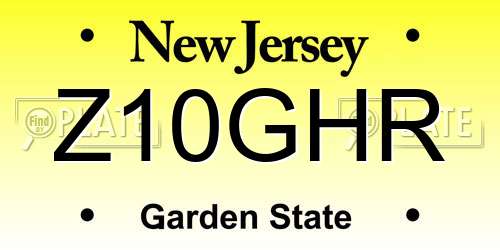 Z10GHR New Jersey License Plate