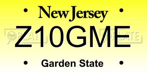 Z10GME New Jersey License Plate