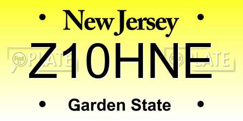 Z10HNE New Jersey License Plate