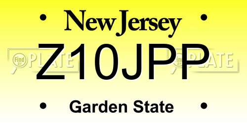 Z10JPP New Jersey License Plate
