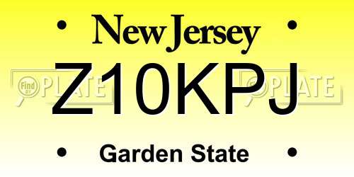Z10KPJ New Jersey License Plate