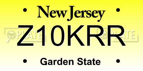 Z10KRR New Jersey License Plate