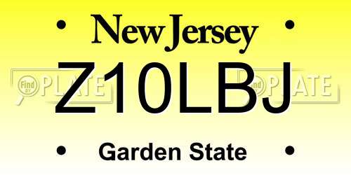 Z10LBJ New Jersey License Plate