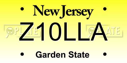 Z10LLA New Jersey License Plate