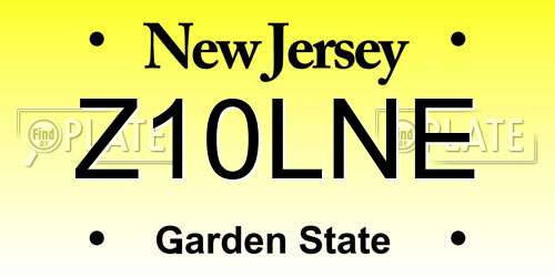 Z10LNE New Jersey License Plate