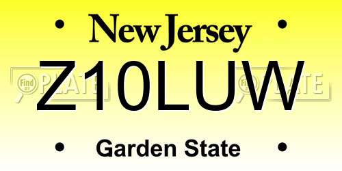 Z10LUW New Jersey License Plate