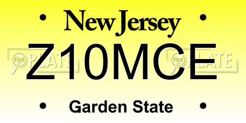 Z10MCE New Jersey License Plate