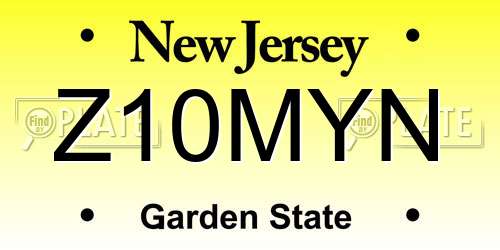 Z10MYN New Jersey License Plate