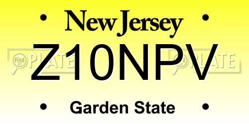 Z10NPV New Jersey License Plate