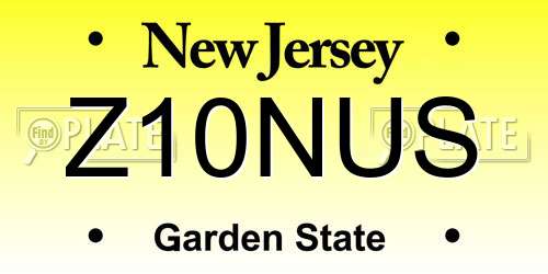 Z10NUS New Jersey License Plate