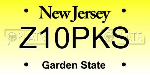 Z10PKS New Jersey License Plate