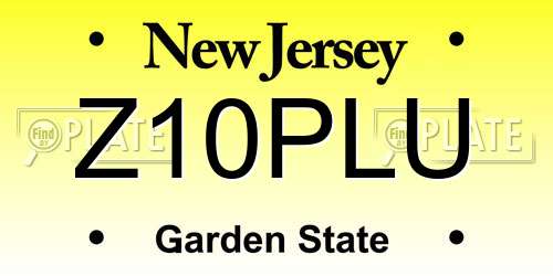 Z10PLU New Jersey License Plate