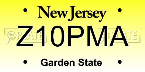 Z10PMA New Jersey License Plate