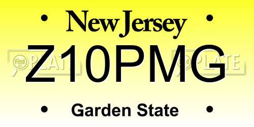 Z10PMG New Jersey License Plate