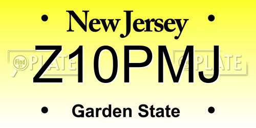 Z10PMJ New Jersey License Plate