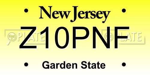 Z10PNF New Jersey License Plate