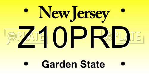 Z10PRD New Jersey License Plate