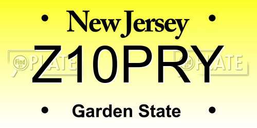 Z10PRY New Jersey License Plate