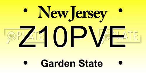 Z10PVE New Jersey License Plate