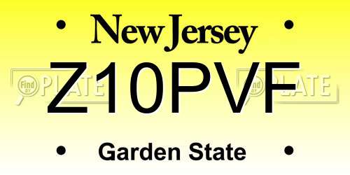 Z10PVF New Jersey License Plate