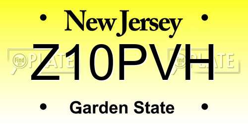 Z10PVH New Jersey License Plate
