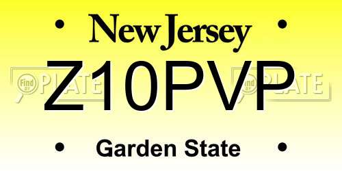 Z10PVP New Jersey License Plate