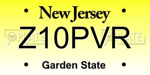 Z10PVR New Jersey License Plate