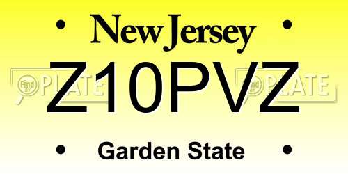 Z10PVZ New Jersey License Plate
