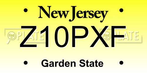 Z10PXF New Jersey License Plate