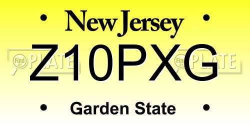 Z10PXG New Jersey License Plate