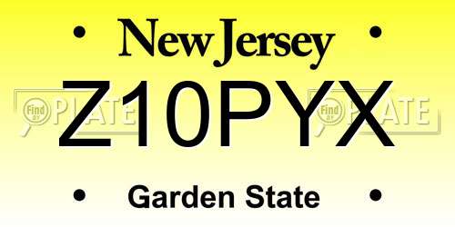 Z10PYX New Jersey License Plate