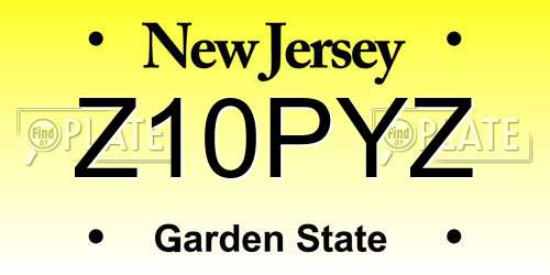 Z10PYZ New Jersey License Plate
