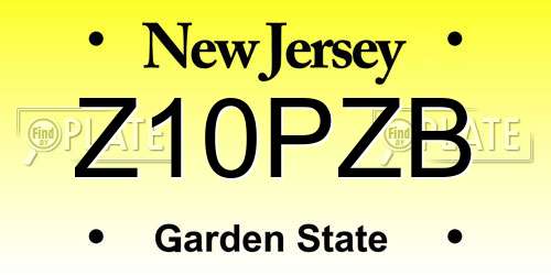 Z10PZB New Jersey License Plate