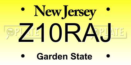 Z10RAJ New Jersey License Plate