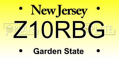 Z10RBG New Jersey License Plate