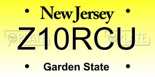 Z10RCU New Jersey License Plate