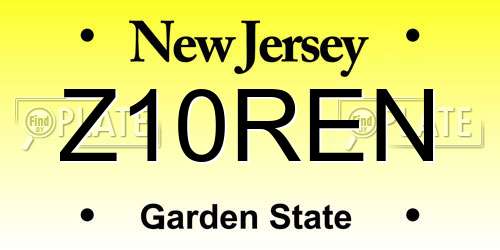 Z10REN New Jersey License Plate