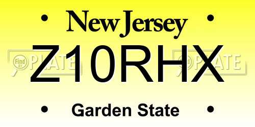 Z10RHX New Jersey License Plate