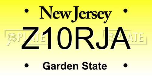 Z10RJA New Jersey License Plate
