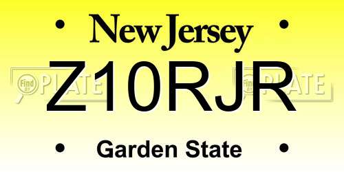 Z10RJR New Jersey License Plate