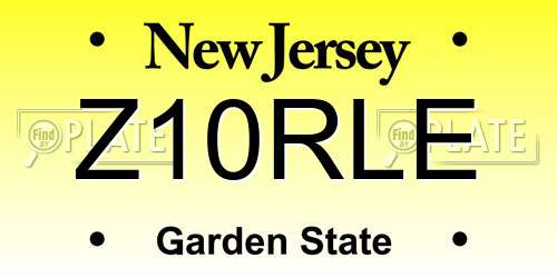 Z10RLE New Jersey License Plate