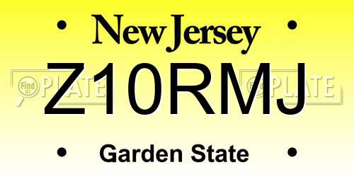 Z10RMJ New Jersey License Plate