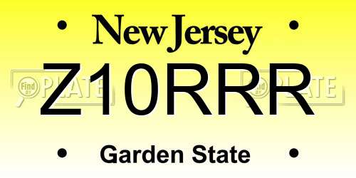 Z10RRR New Jersey License Plate